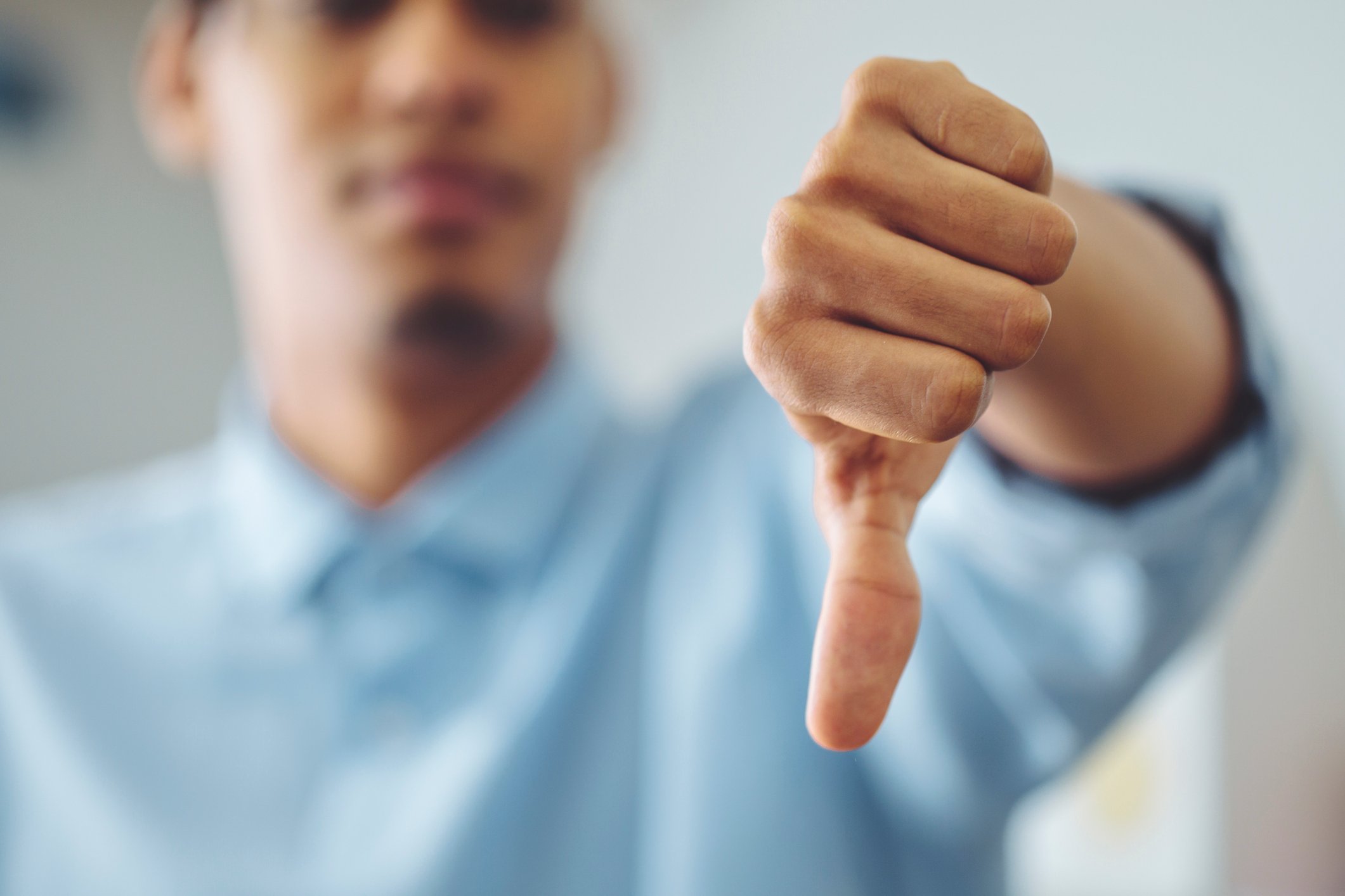 thumbs down nope rejection don't do it bad idea