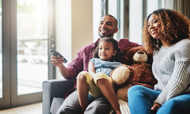 Family watching television