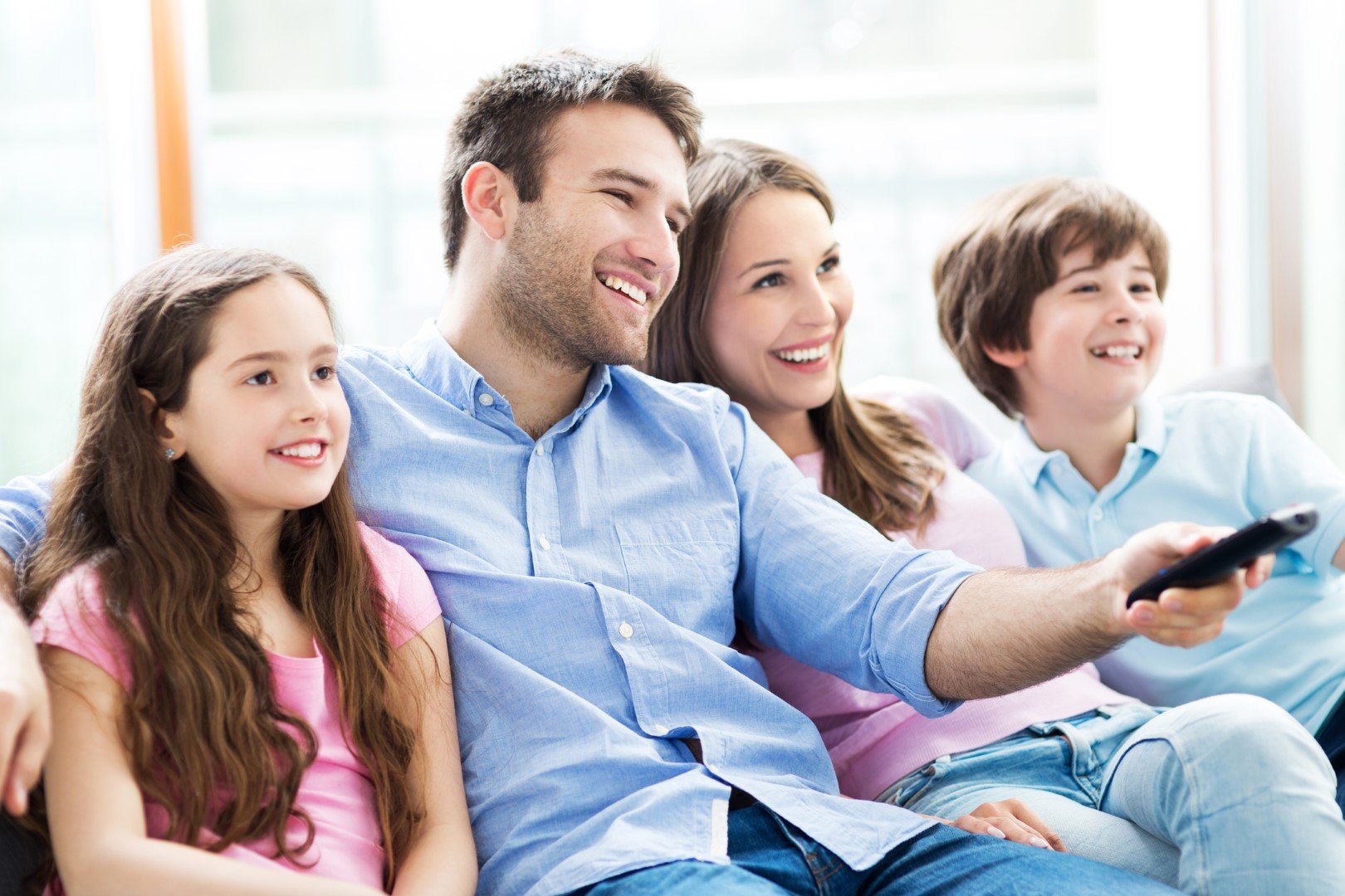 family watching tv