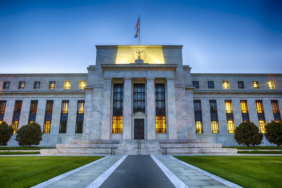 The exterior of the Federal Reserve Building. 