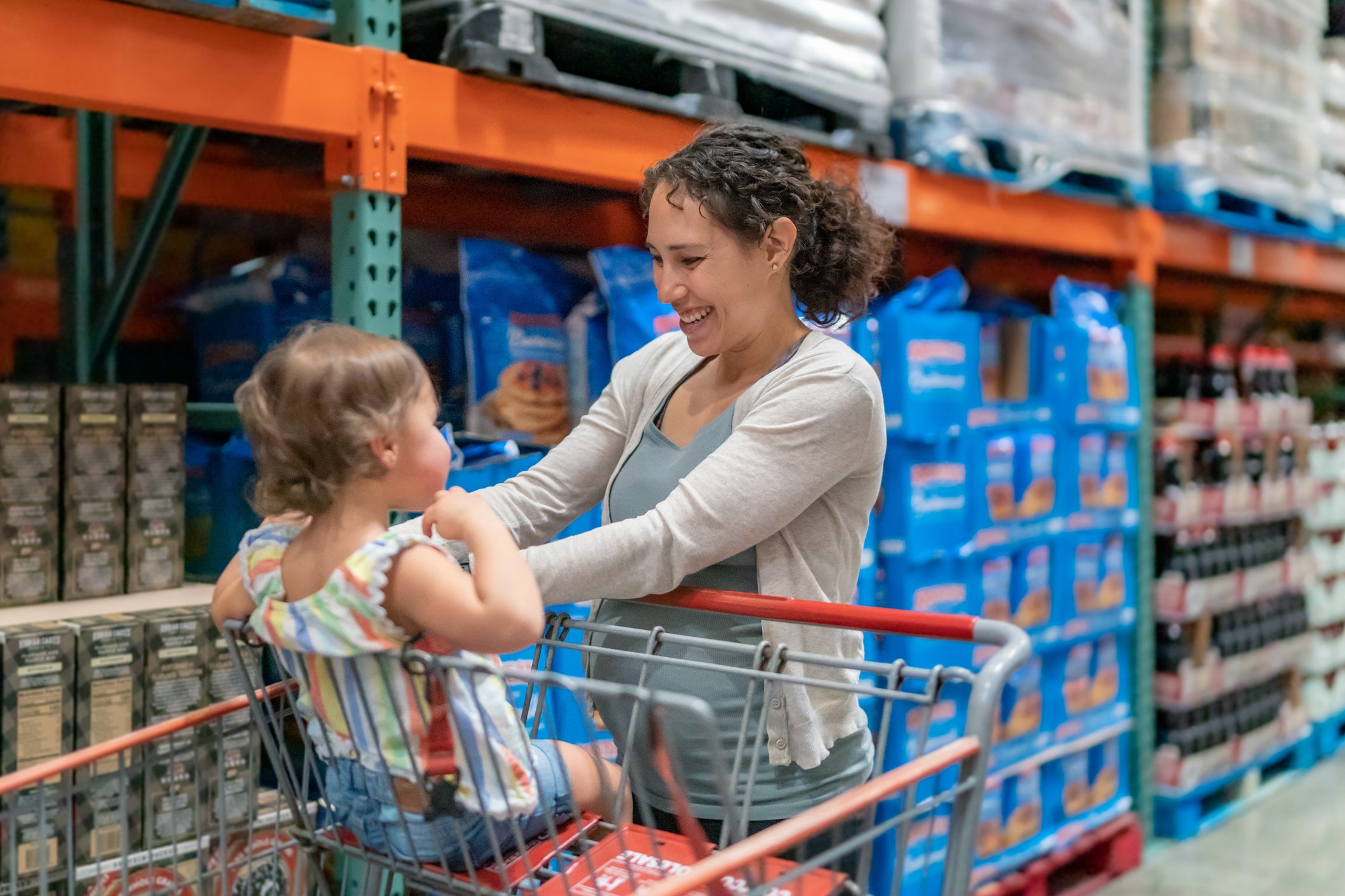 A family shops at Costco.