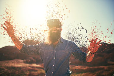 Man wearing Virtual Reality headset