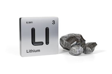 lithium element symbol next to rock