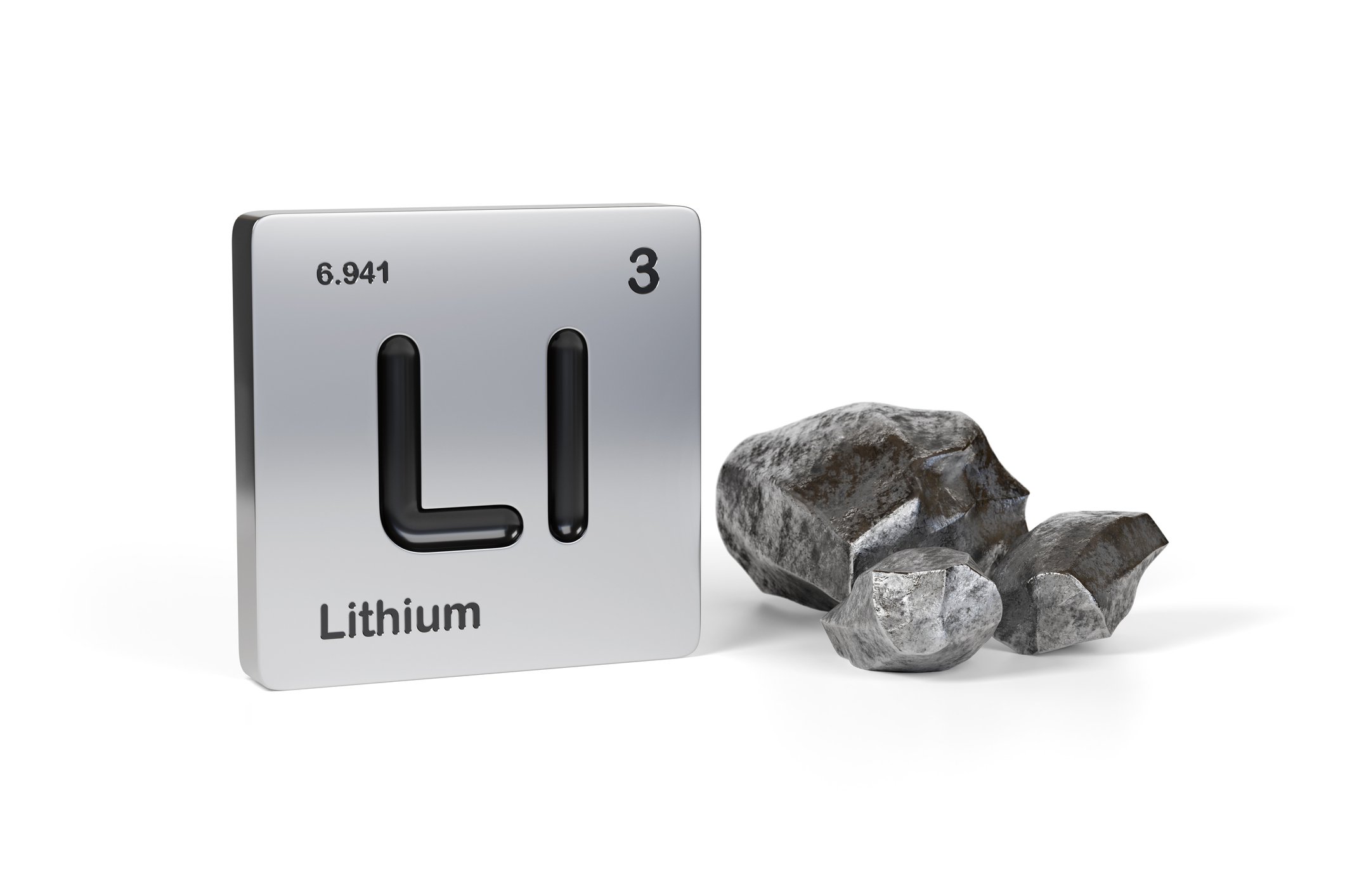 lithium element symbol next to rock