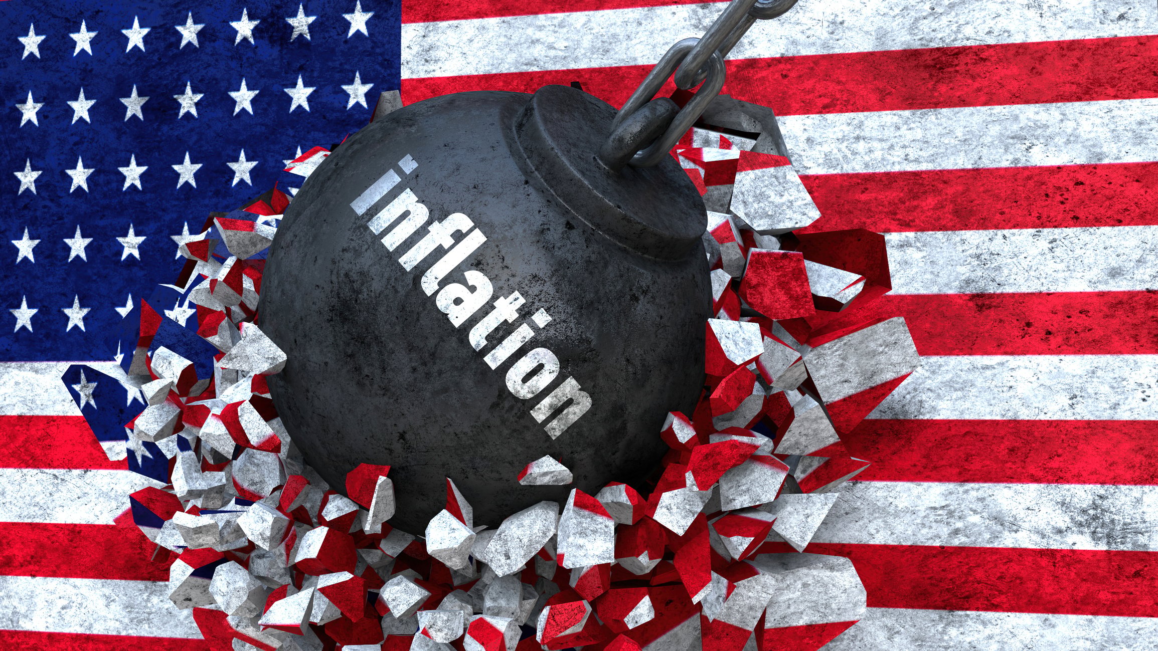 inflation american flag wrecking ball