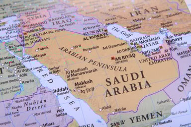 Map of Saudi Arabia.