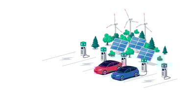 electric vehicles, solar panels, and windmills
