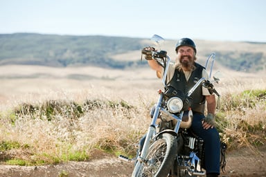 A-motorcyclist-smiles