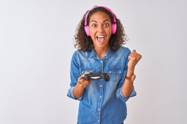 playing video game using headphones