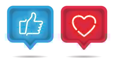 Thumbs up and heart like and love icons
