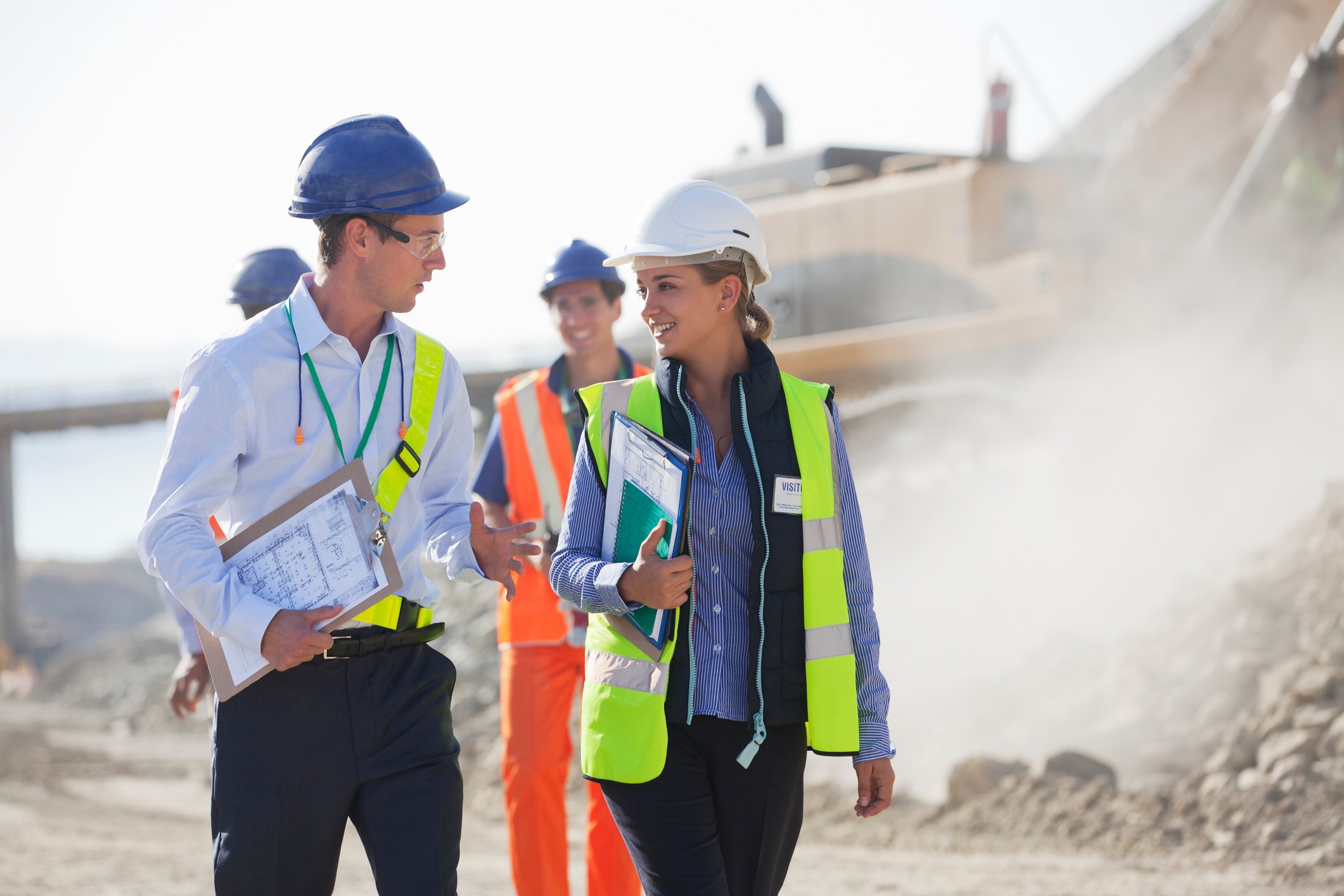 Engineers walking at a mine site.