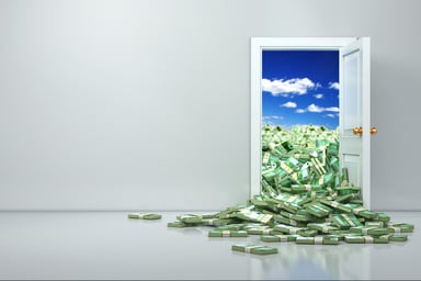 Door pile of cash