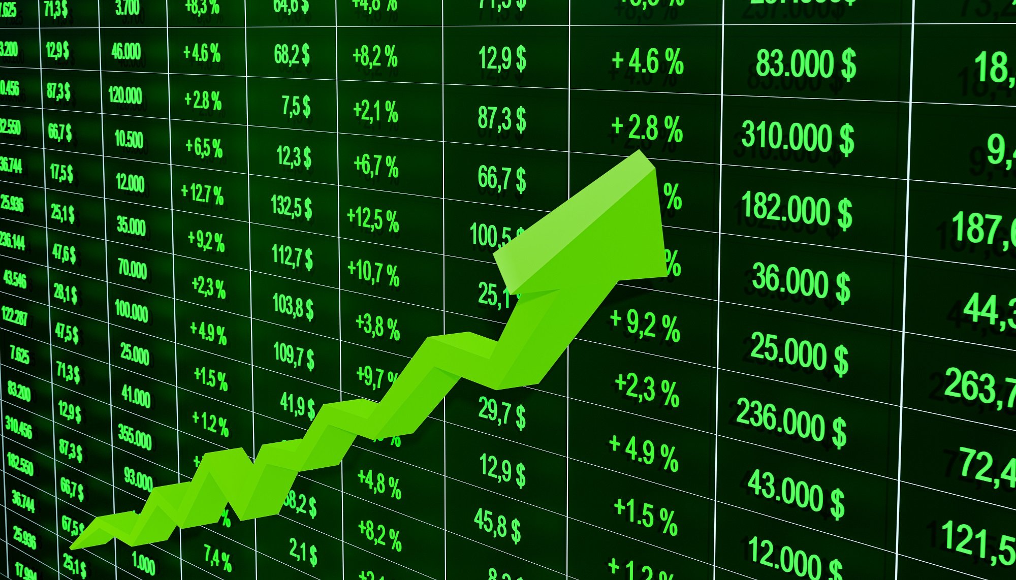 stocks climbing green