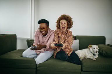 gaming video games couple fun playful
