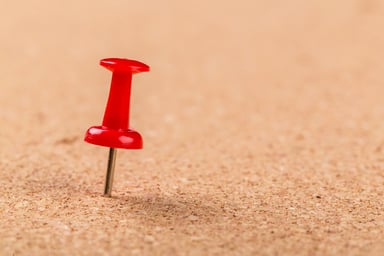 Push pin in a cork board.