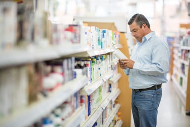 A customer shops at a pharmacy.