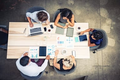 staff meeting aerial view