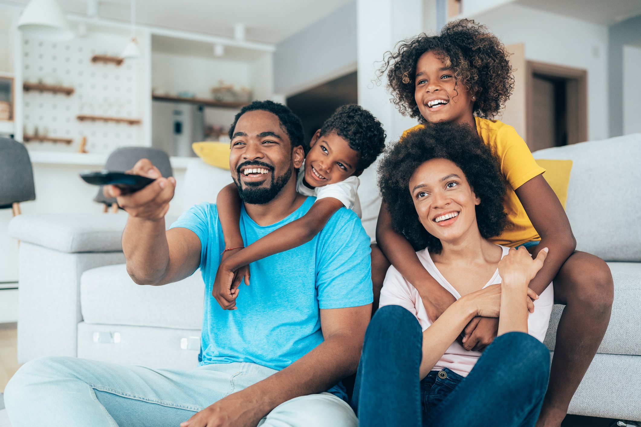 Family watching television