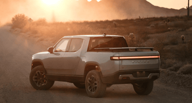 Rivian R1T at sunset