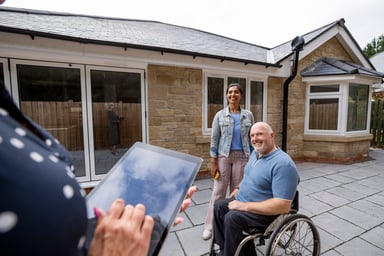 wheelchair, new home, two folks