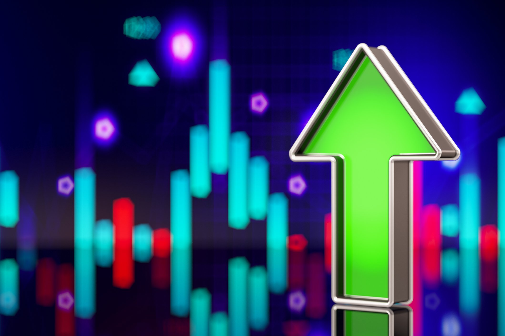 green arrow up stock chart