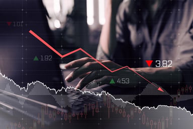 Stock chart down person keyboard