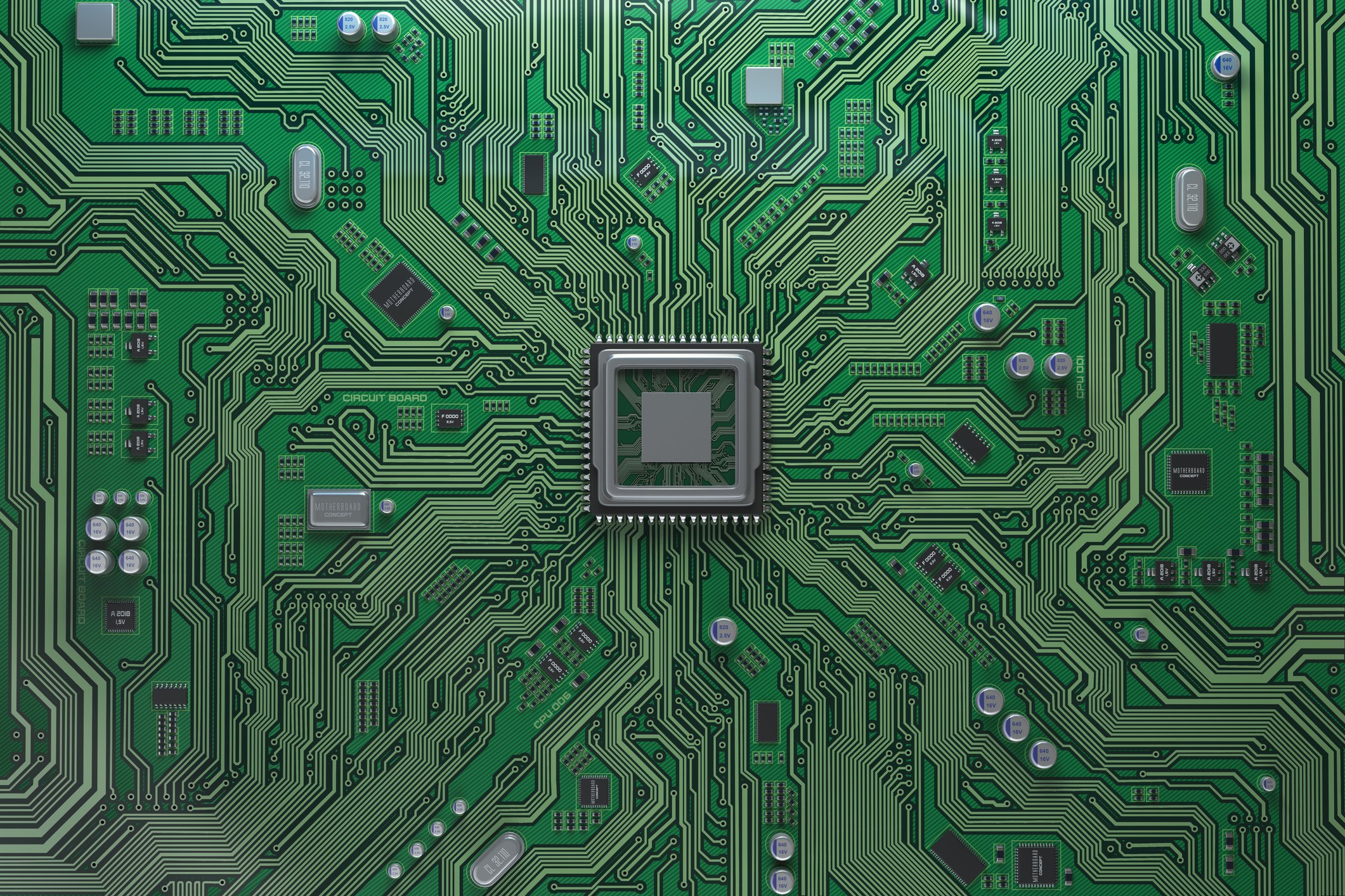A computer circuit board with a CPU. 