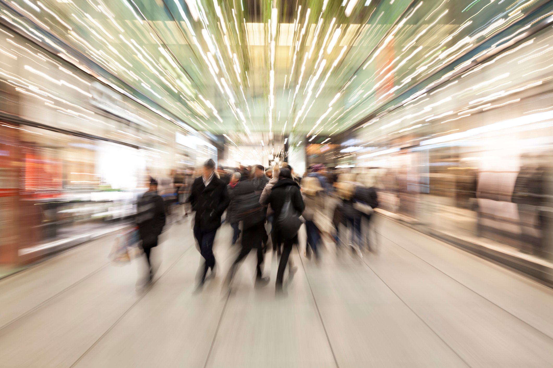 Black Friday Shopping Spree motion blur mall