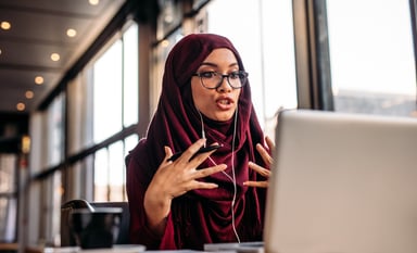 woman makes a video call