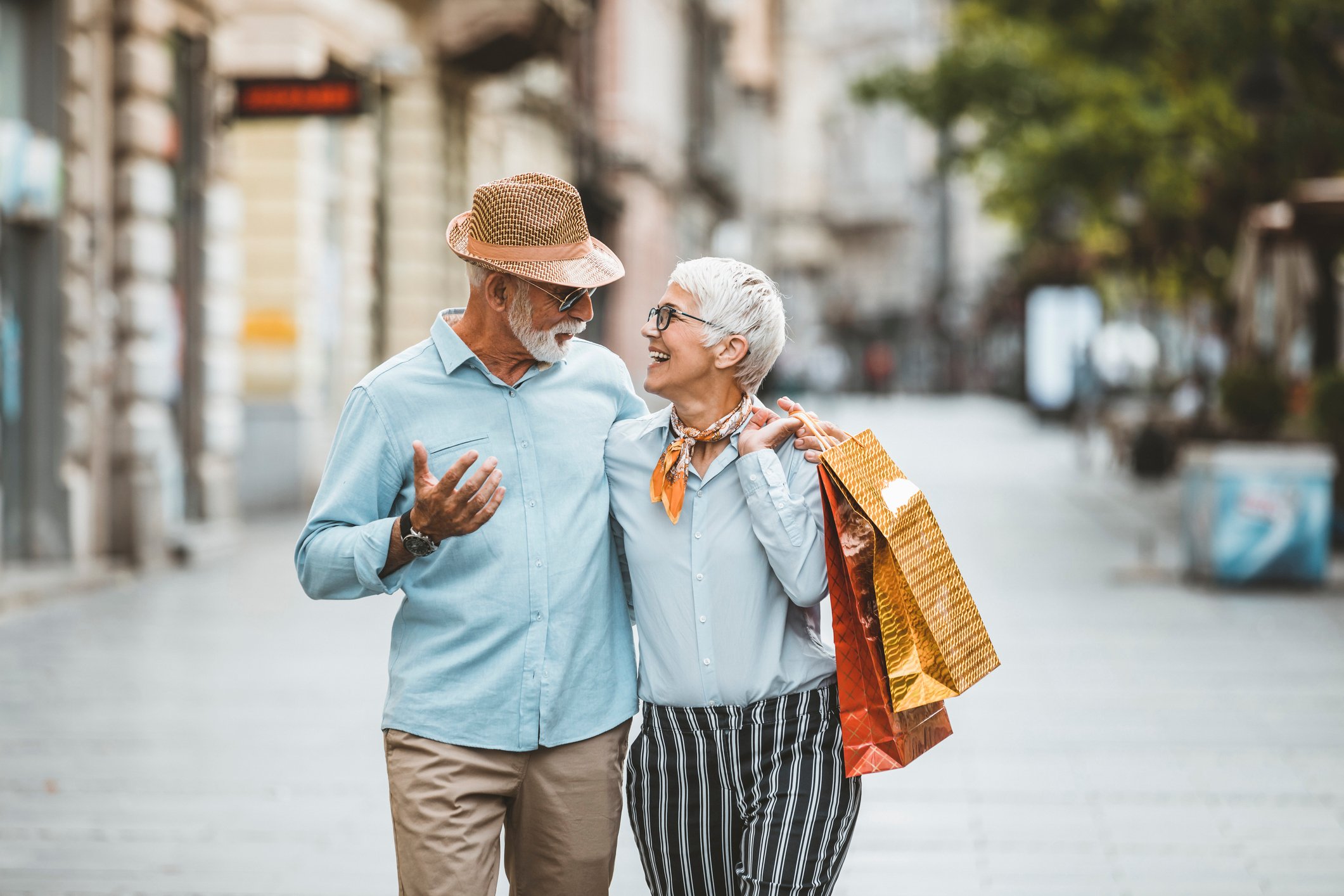 senior couple shopping