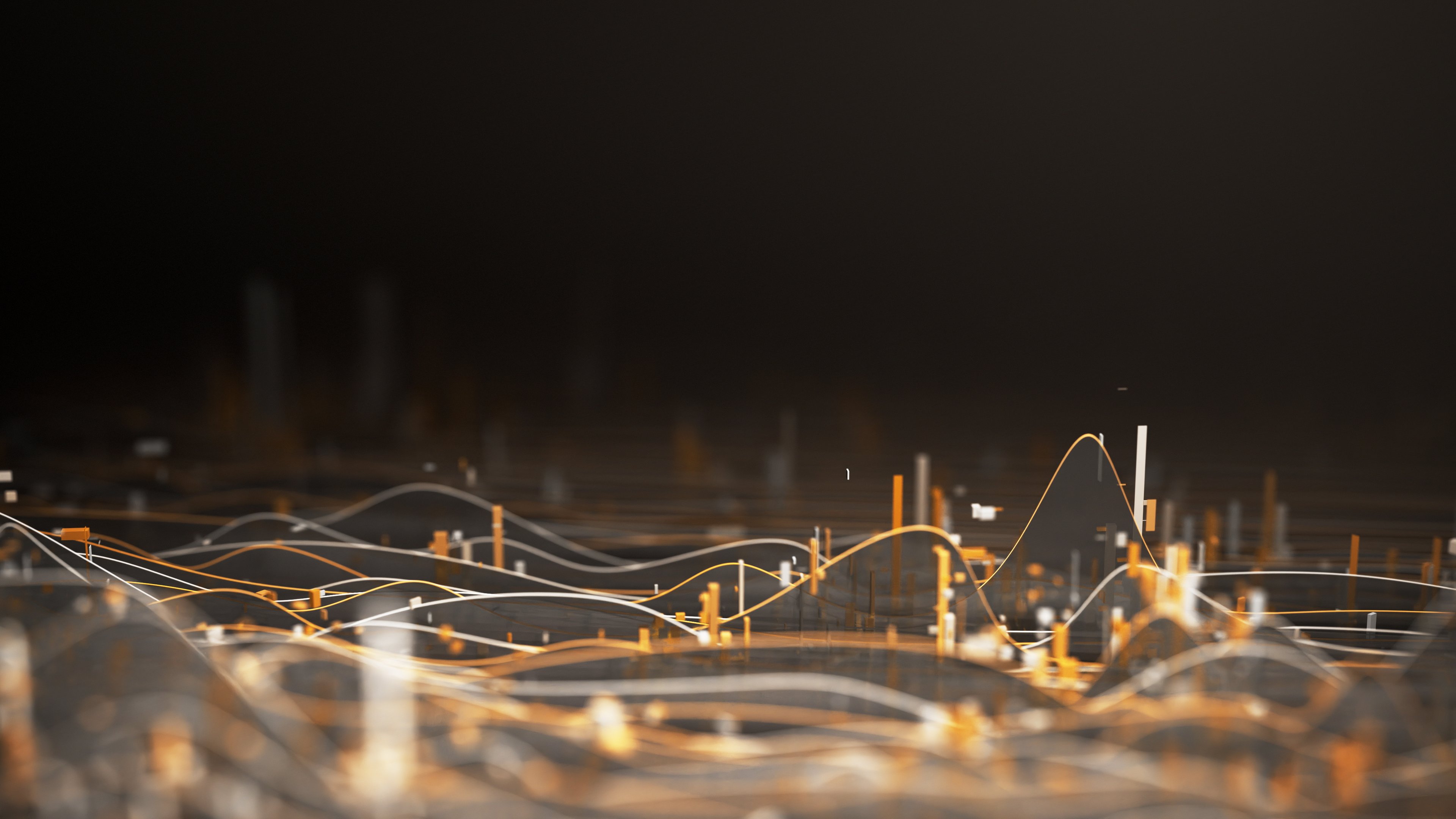 3D stock chart against a black background.