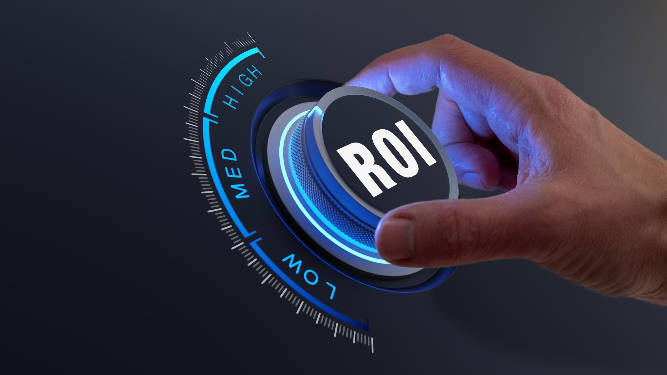 ROI return on investment person turning dial