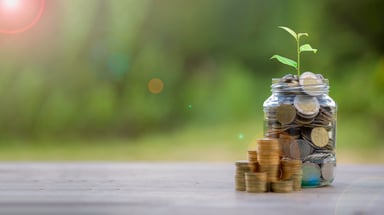 jar of money with plant dividends growth