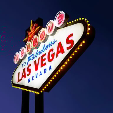An image of the famous Las Vegas sign at night