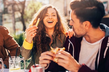 sharing food with friends