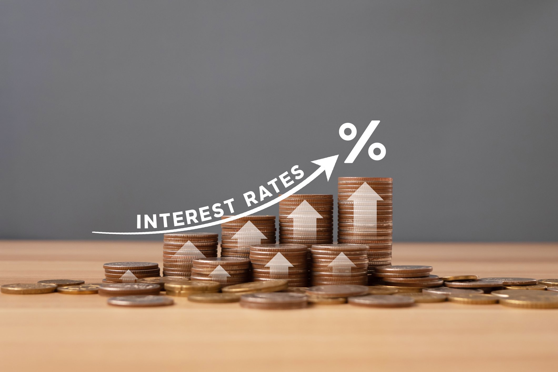 Line showing interest rates going higher with quarters on the bottom.