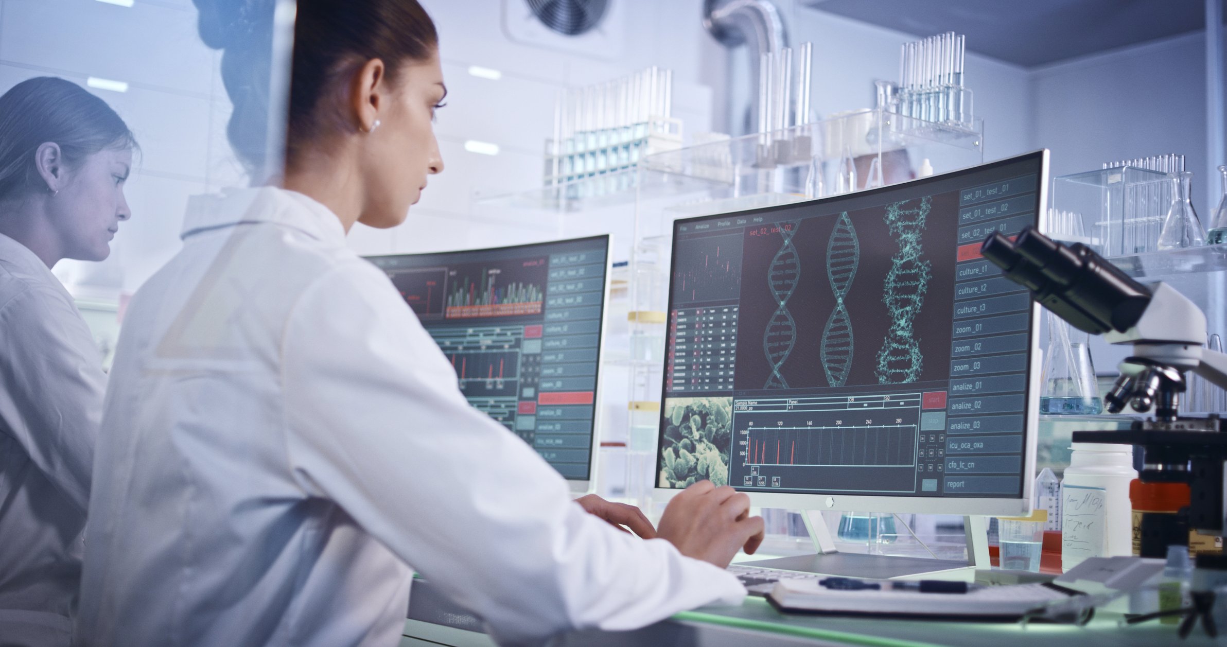 DNA on monitor, scientists