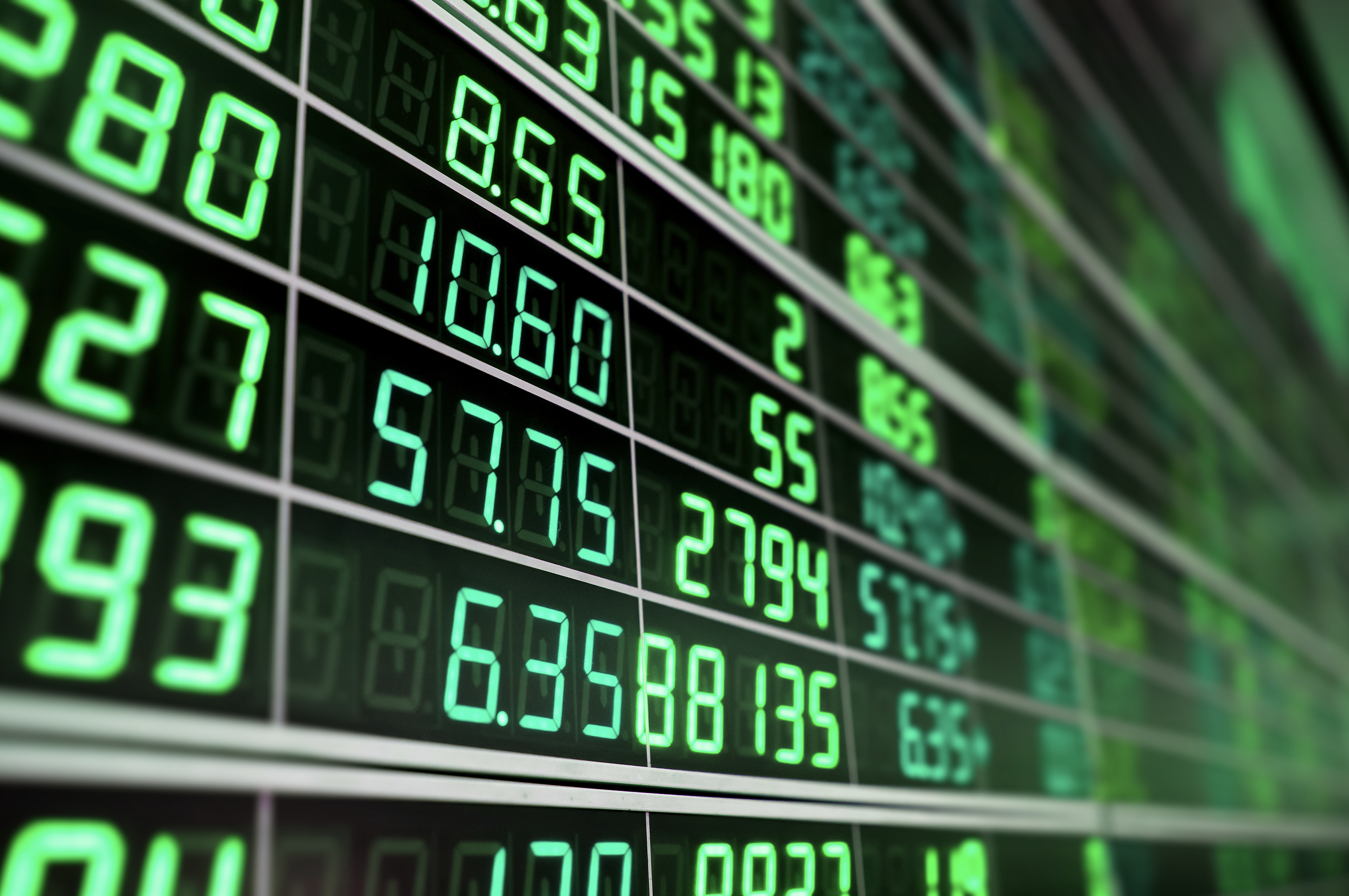 green stock prices up markets