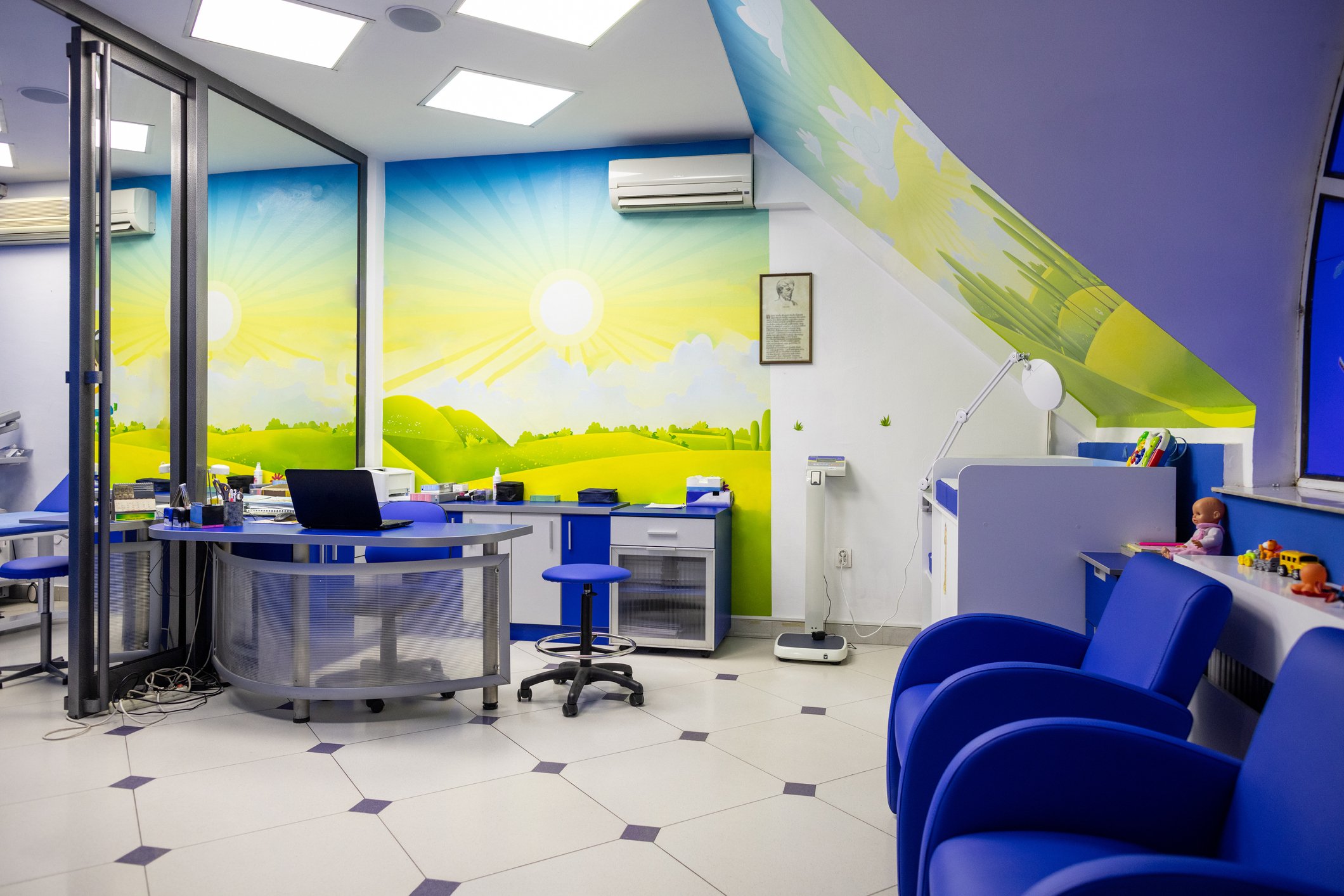 doctors office medical equipment brightly colored