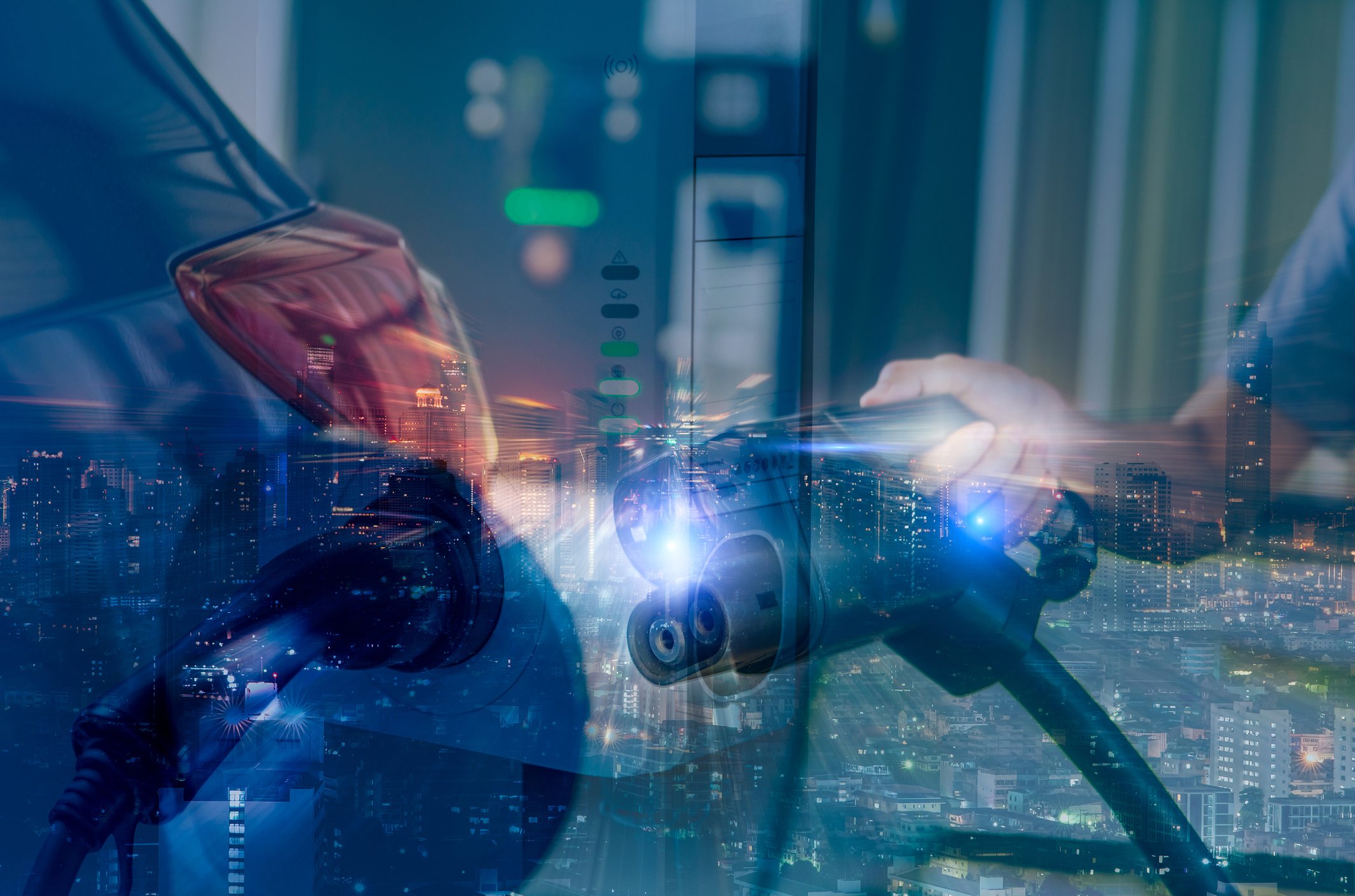 Closeup of EV charger.