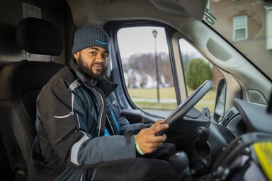 amazon driver in a car