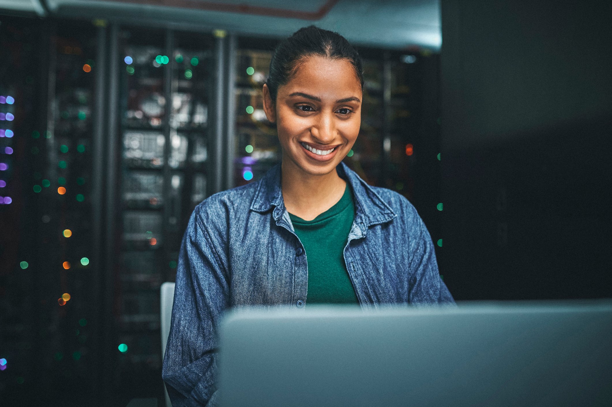 Woman in IT data center