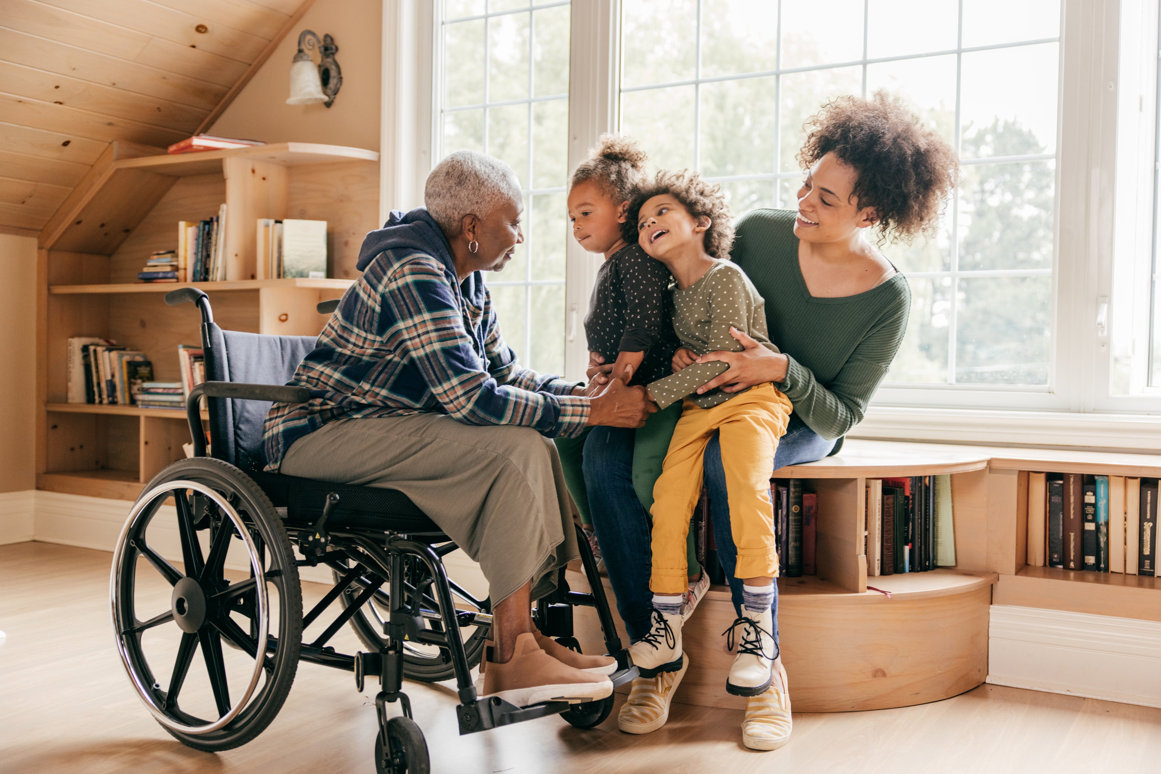 AA lady wheelchair family