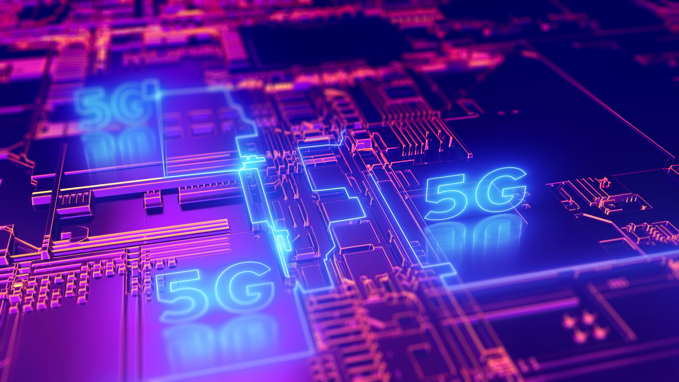 Rendered image representing 5G cellular technology.