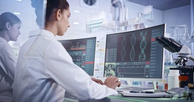 DNA on monitor, scientists