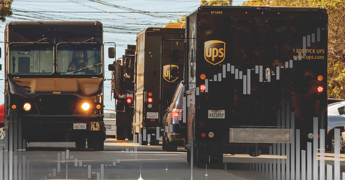 UPS trucks on the road