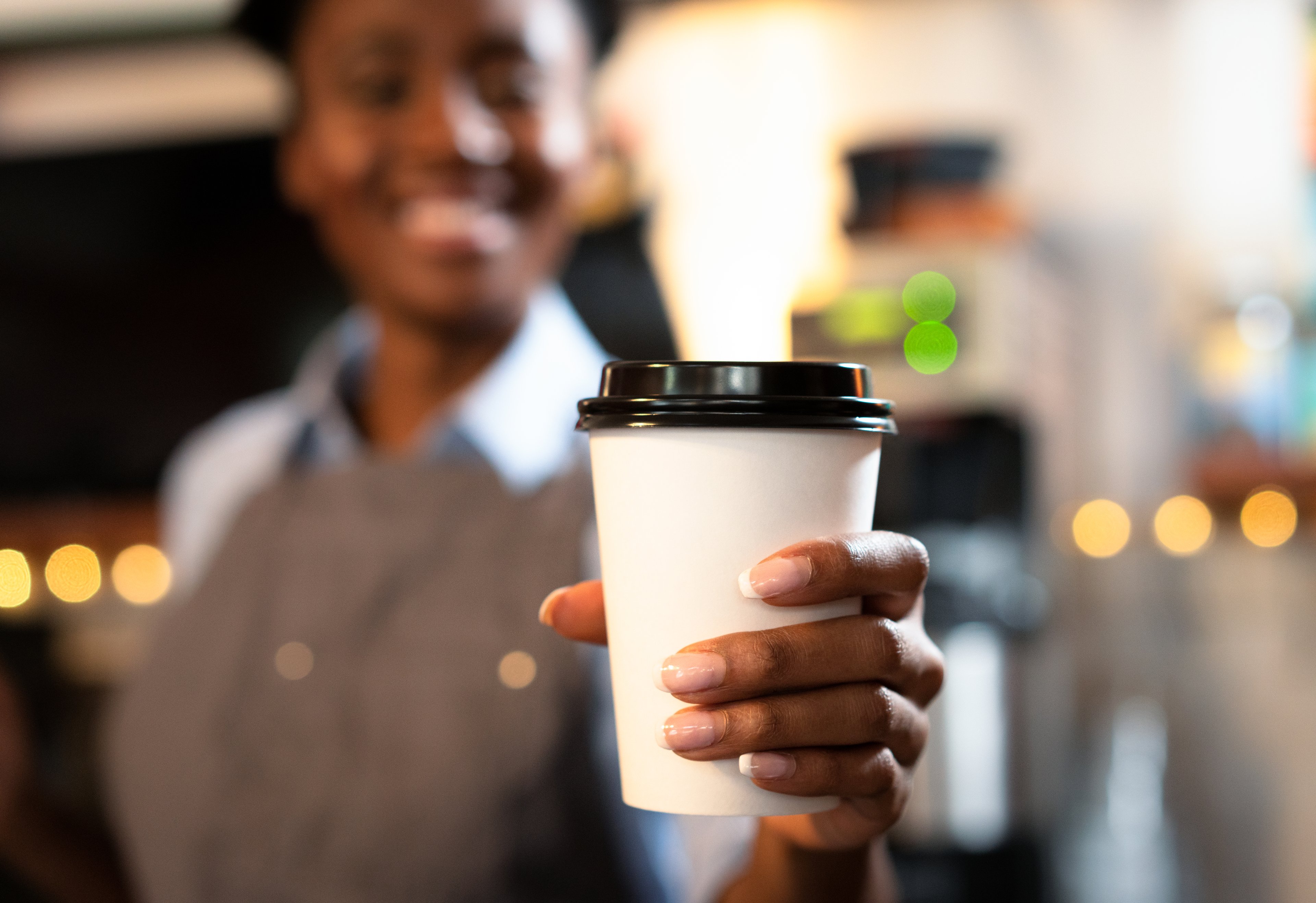 barista coffee cup drink cafe cheerful smiling