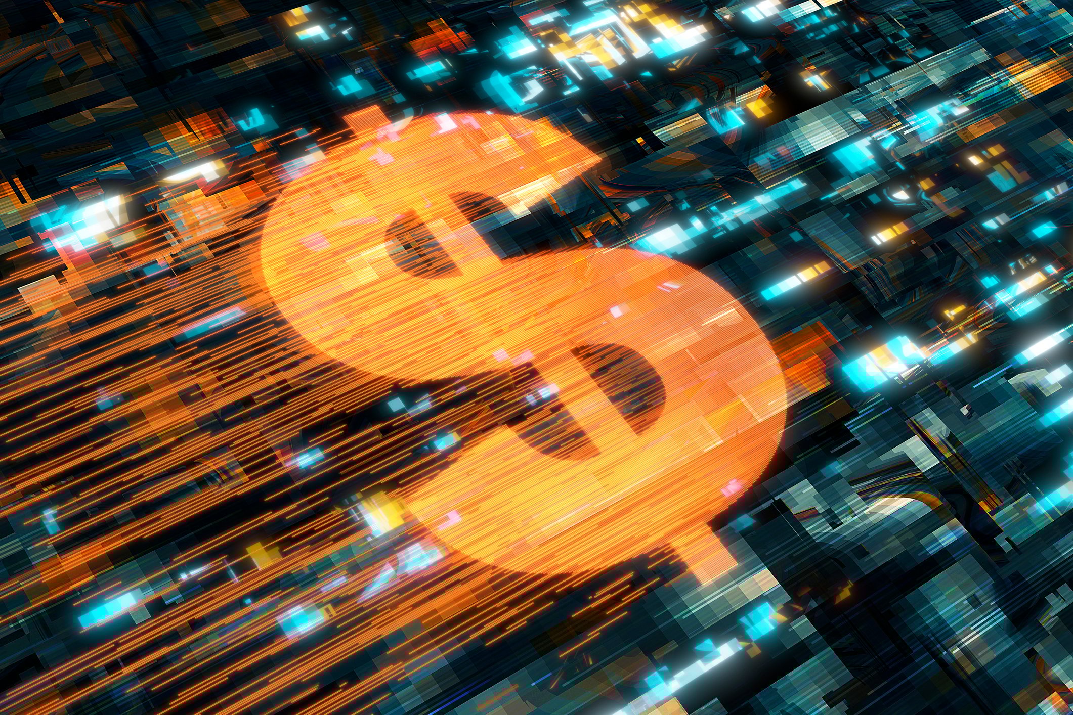 A dollar sign in a cyberspace environment.