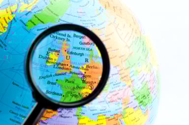 Map of Britain under a magnifying glass