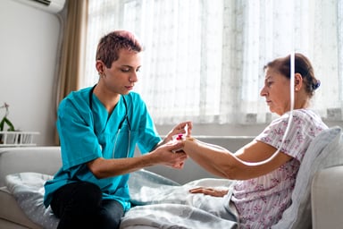 Healthcare nurse taking care of a patient